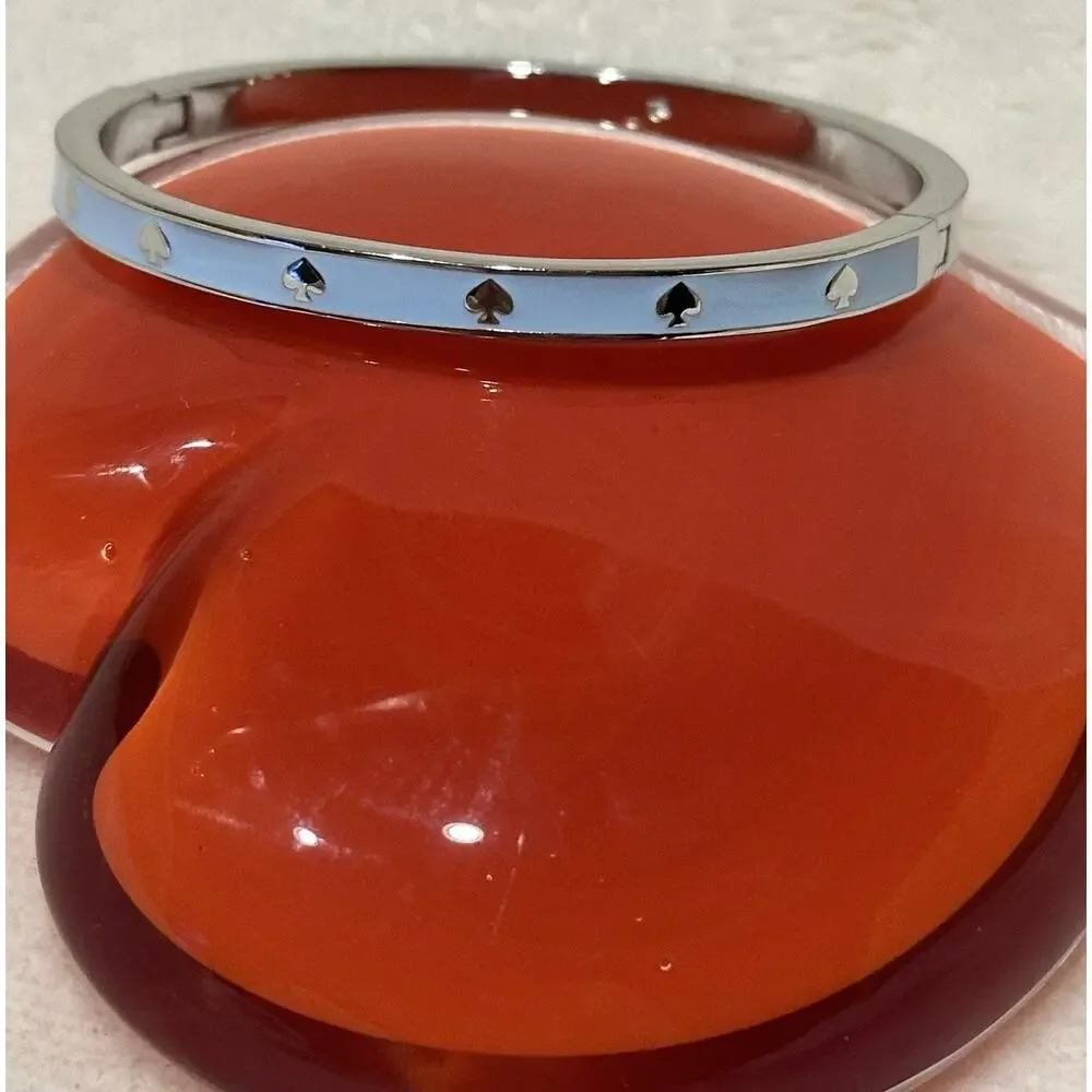 Kate Spade New York spot The Spade Studded Hinged Blue Silver Bangle Bracelet - Picture 2 of 6